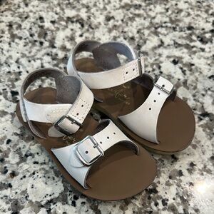 White Leather Toddler Saltwater Sandals